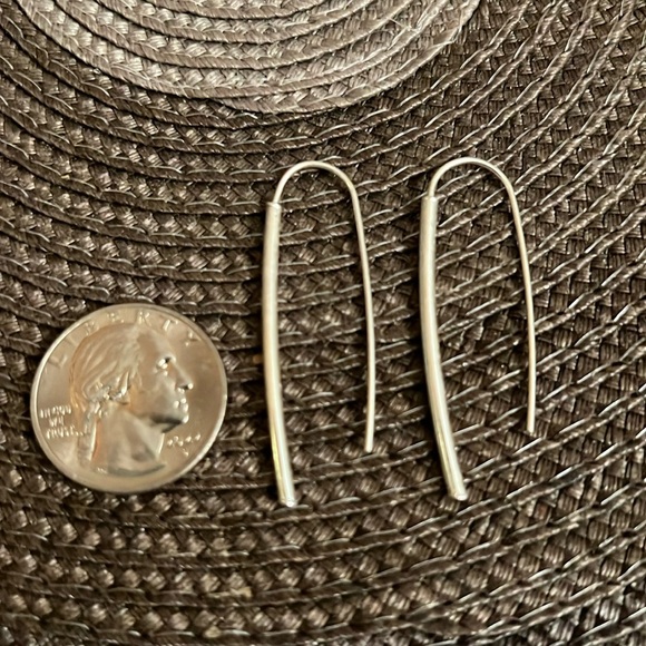 925 Sterling Silver Earrings, Threader Open Hoop Earrings, Modern Earrings - Picture 1 of 2